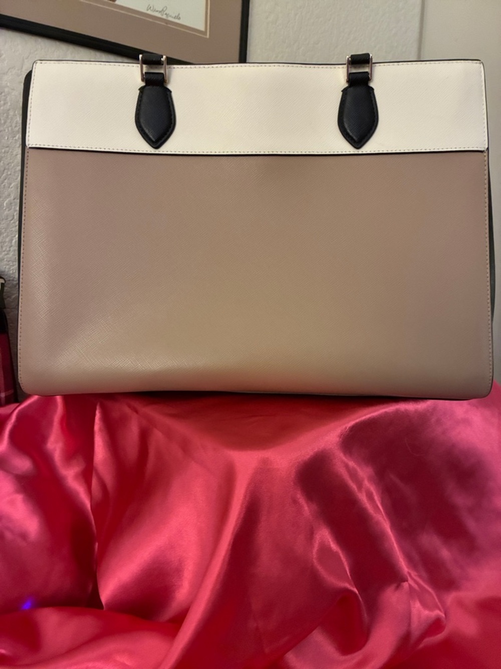 kate spade Two-Tone Beige, Cream & Black Saffiano Tote - Picture 4 of 7